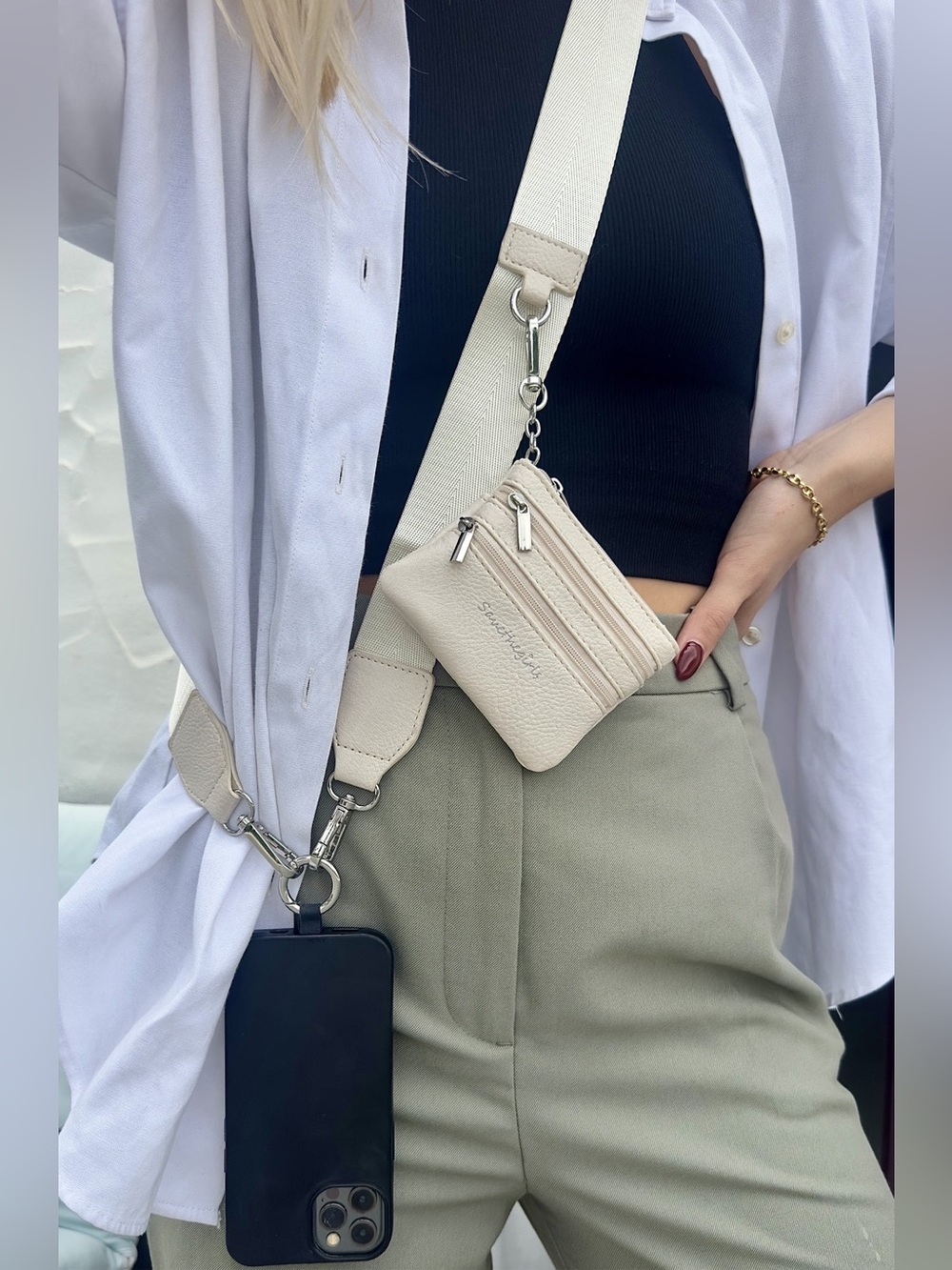 Clip & Go Crossbody Phone Holder with Zippered Pouch
